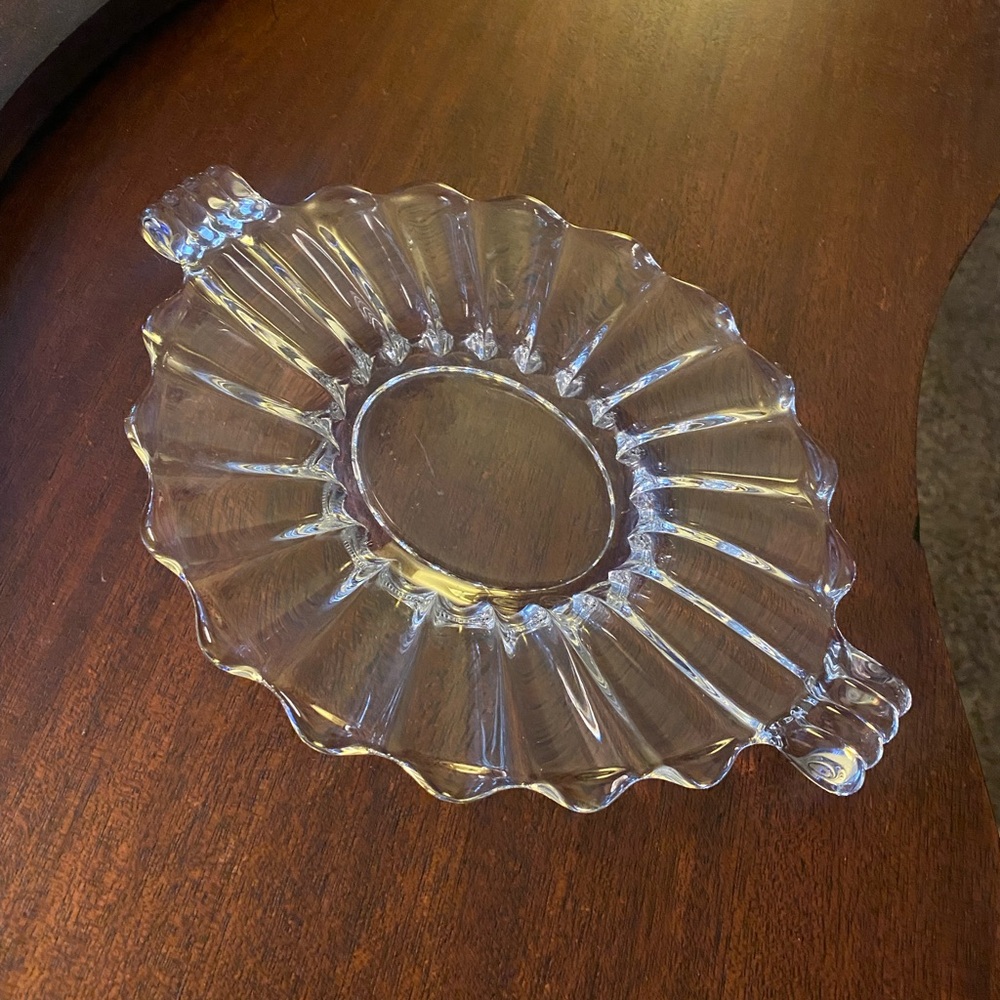 Vintage Heisey Clear Glass Serving Tray with Scalloped Edge